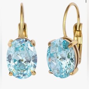 Gorgeous Neiman Marcus 18KT Gold Vermeil Oval Aquamarine Earrings